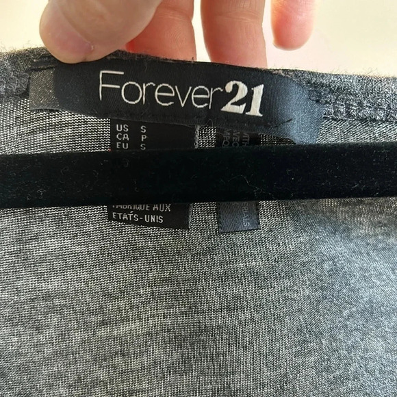 Forever 21 Long Sleeve Shirt with Sheer Sleeves | Black and Gray Long Sleeve - Picture 8 of 10